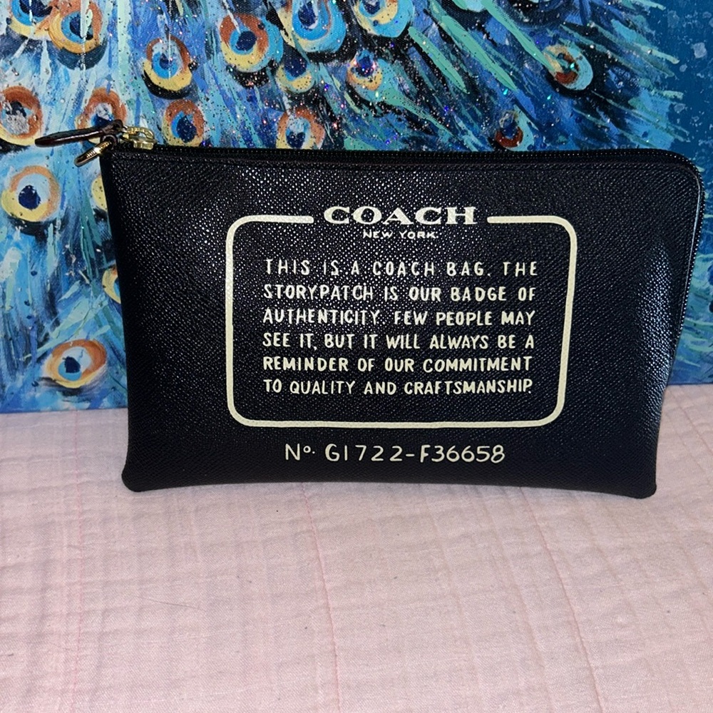 Coach Storypatch Navy Zippered Pouch